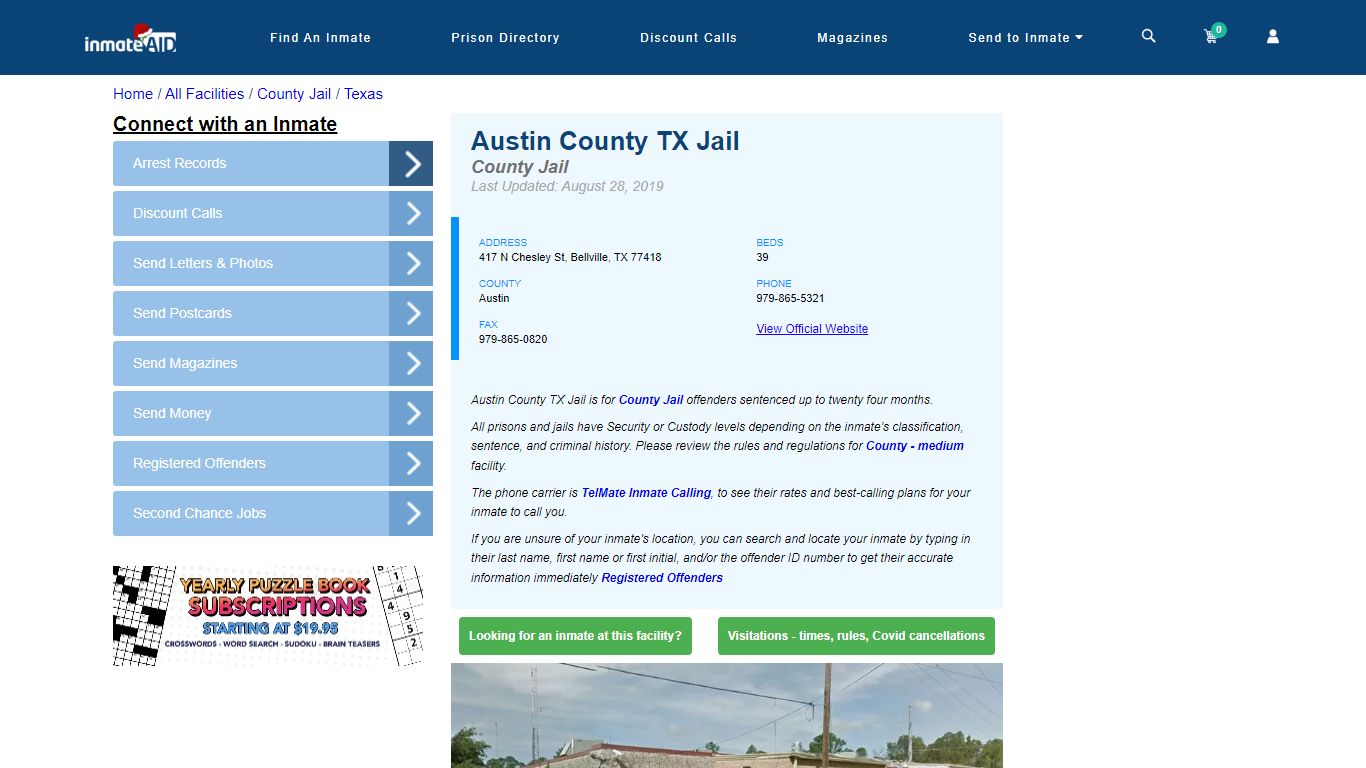 Austin County TX Jail - Inmate Locator - Bellville, TX