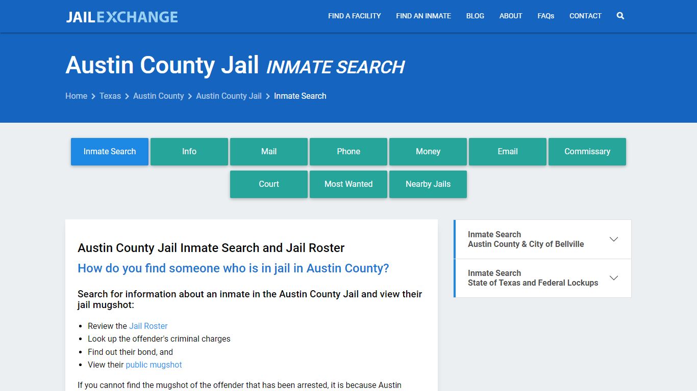 Inmate Search: Roster & Mugshots - Austin County Jail, TX